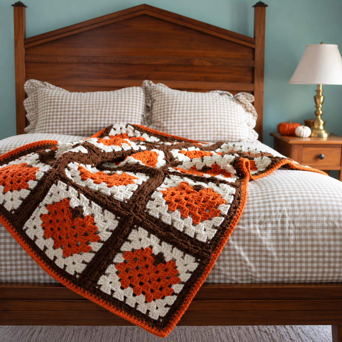 Pumpkin Granny Square Blanket Crochet Pattern PDF – Easy Fall Throw