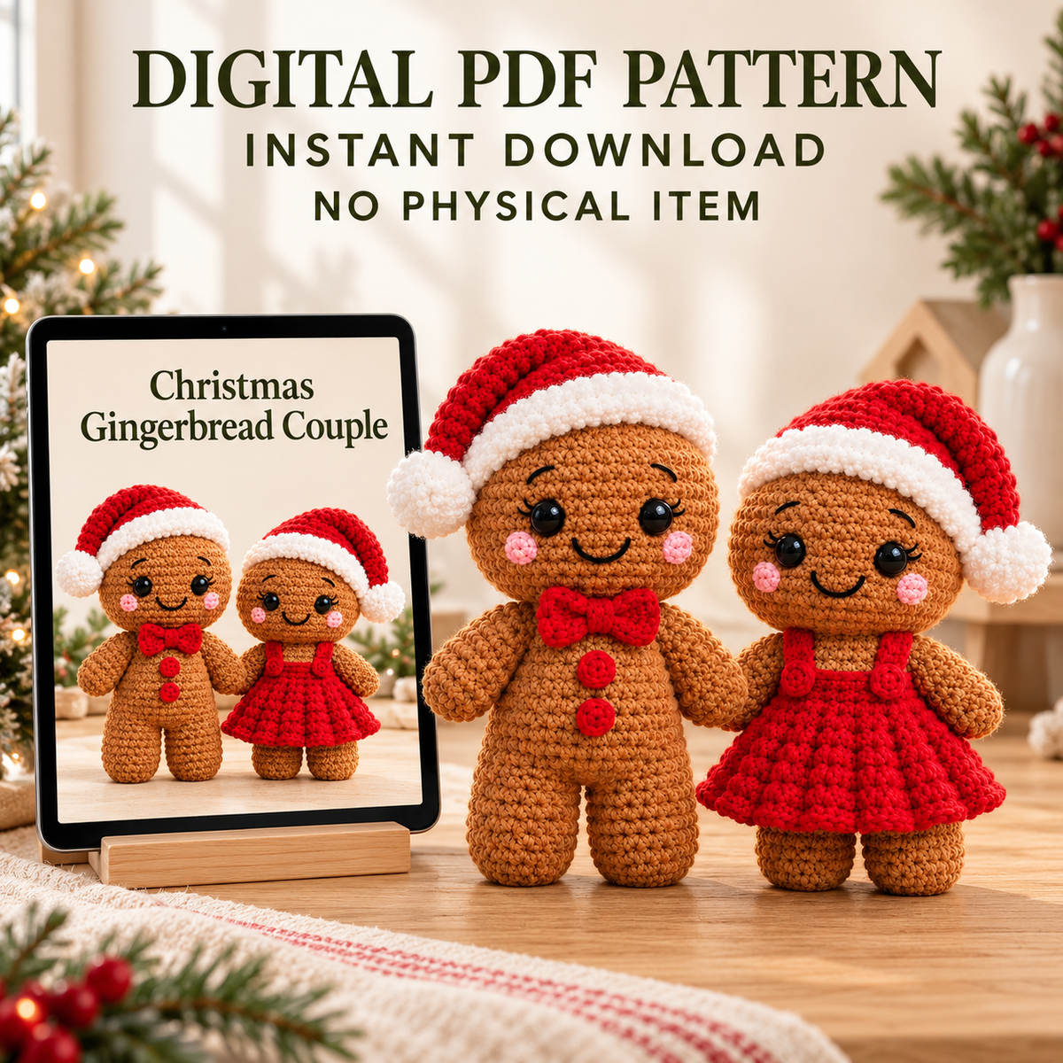 Gingerbread Couple Crochet Pattern PDF – Christmas Amigurumi Dolls