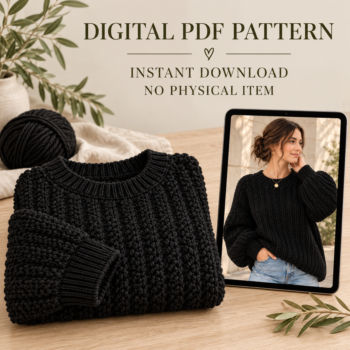 Oversized Crochet Sweater Pattern PDF – Beginner Textured Pullover