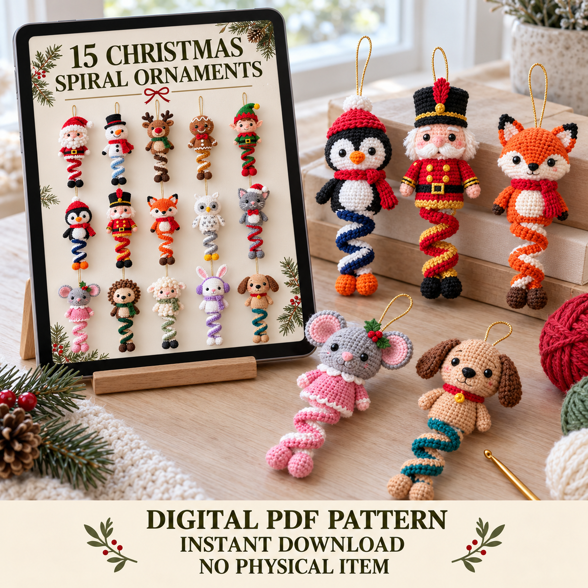 15 Christmas Spiral Ornaments Crochet Pattern Bundle PDF – Amigurumi Decorations