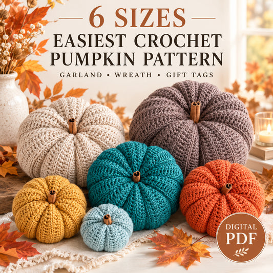 Crochet Pumpkin Pattern PDF – 6 Sizes for Easy Fall Decor