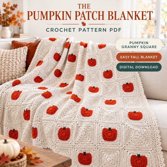 Pumpkin Granny Square Blanket Crochet Pattern PDF – Fall Blanket