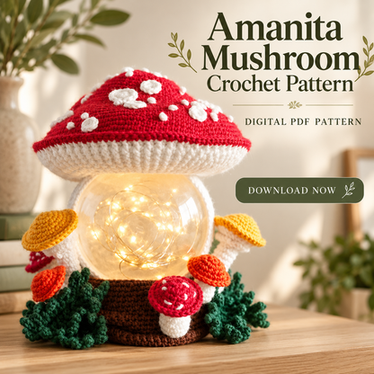 Amanita Mushroom Crochet Pattern PDF – Light Up Amigurumi Mushroom