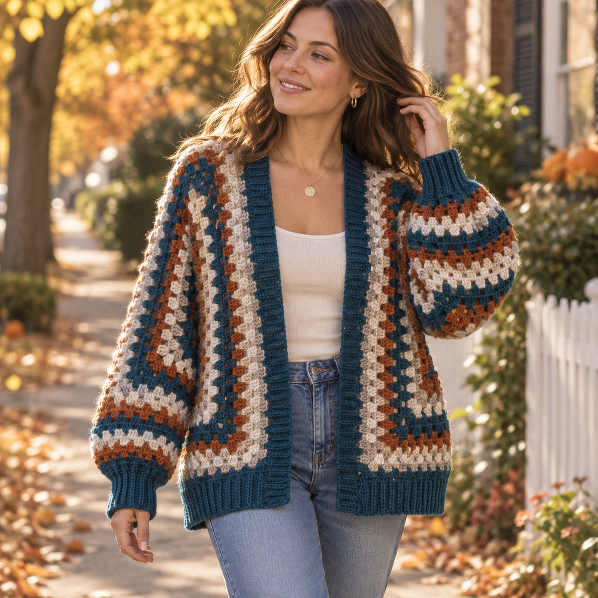 Granny Hexagon Cardigan Crochet Pattern PDF – Adult Sizes XS–5XL