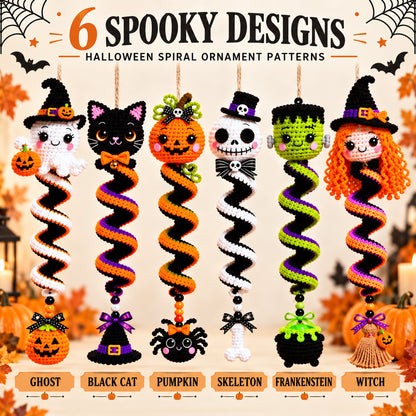 6-in-1 Halloween Spiral Ornament Crochet Pattern Bundle PDF