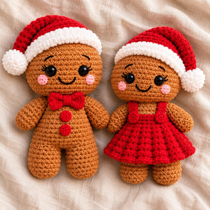 Gingerbread Couple Crochet Pattern PDF – Christmas Amigurumi Dolls