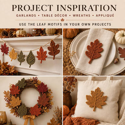 20 Autumn Leaf Crochet Patterns PDF – Maple, Oak, Rowan & Teardrop Leaves