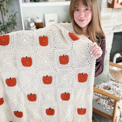 Pumpkin Granny Square Blanket Crochet Pattern PDF – Fall Blanket