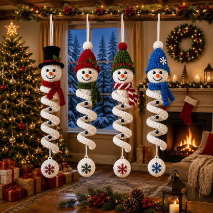 4-in-1 Spiral Snowman Crochet Pattern PDF – Christmas Ornaments
