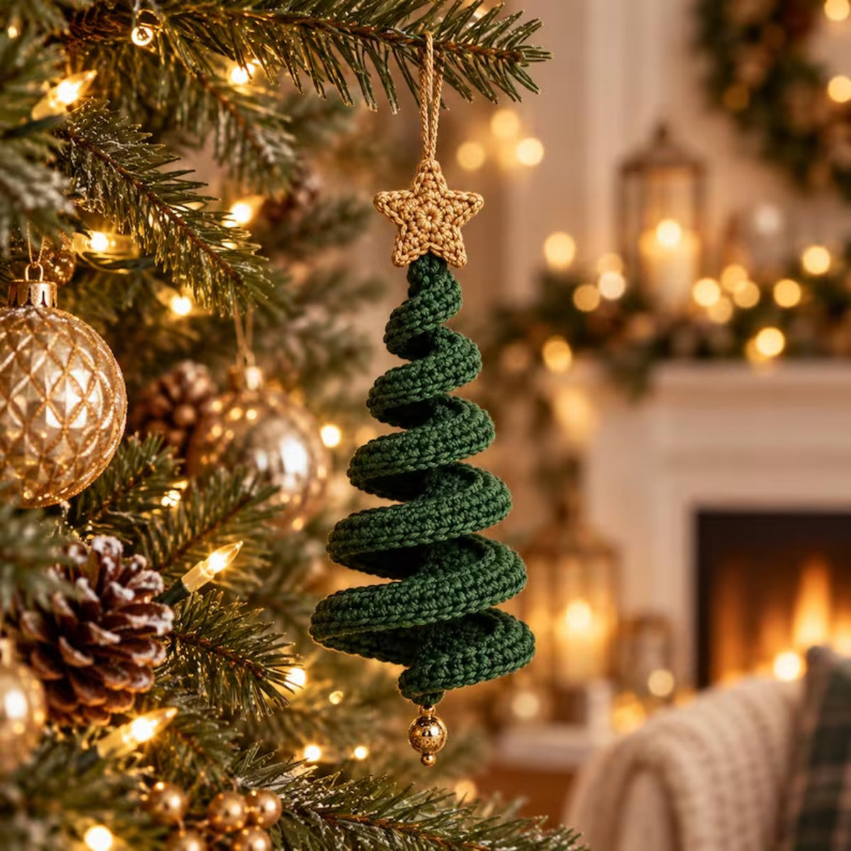 Spiral Crochet Christmas Tree Ornament Pattern PDF