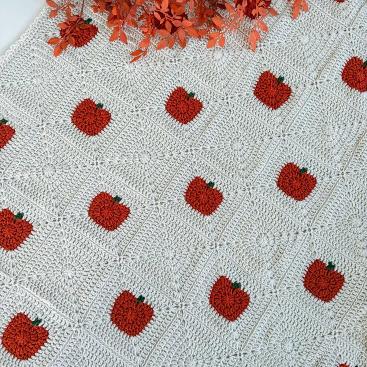Pumpkin Granny Square Blanket Crochet Pattern PDF – Fall Blanket