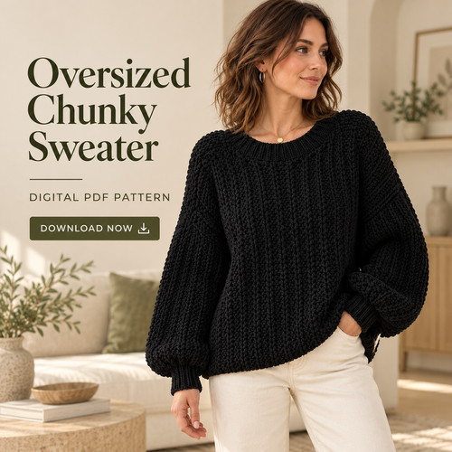 Oversized Crochet Sweater Pattern PDF – Beginner Textured Pullover
