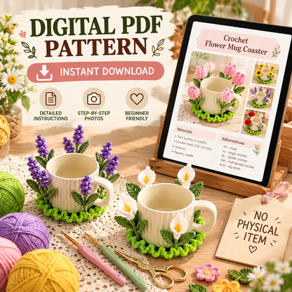Popping Flower Coasters Crochet Pattern PDF – Sunflower & Rose