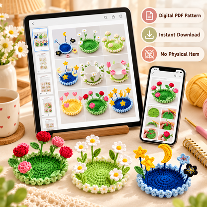 9-in-1 Pop Up Flower Coaster Crochet Pattern PDF – Floral & Holiday Designs