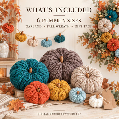 Crochet Pumpkin Pattern PDF – 6 Sizes for Easy Fall Decor