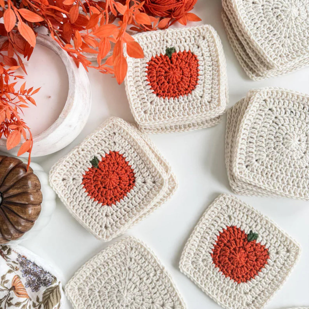 Pumpkin Granny Square Blanket Crochet Pattern PDF – Fall Blanket