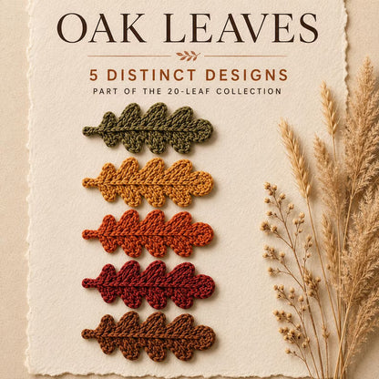 20 Autumn Leaf Crochet Patterns PDF – Maple, Oak, Rowan & Teardrop Leaves