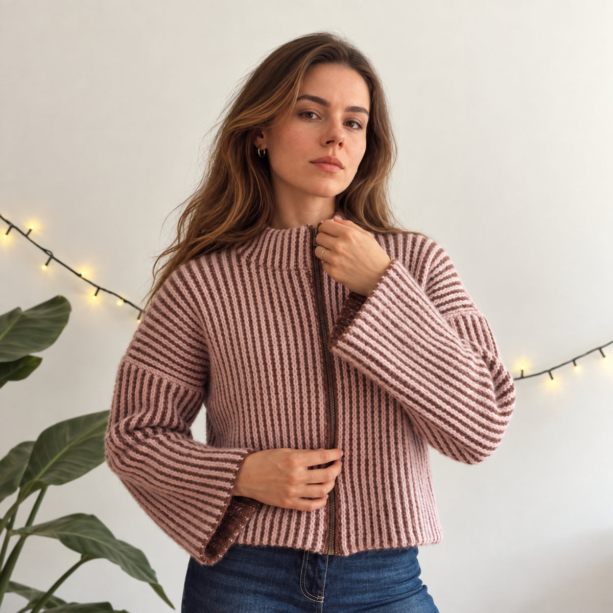 Ribera Zip Up Crochet Sweater Pattern PDF – Ribbed Mock Neck