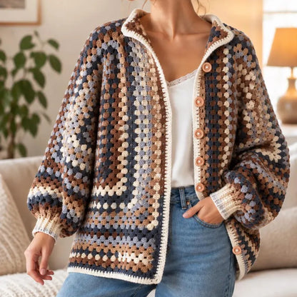 Granny Square Crochet Cardigan Pattern PDF – Oversized Boho Sweater