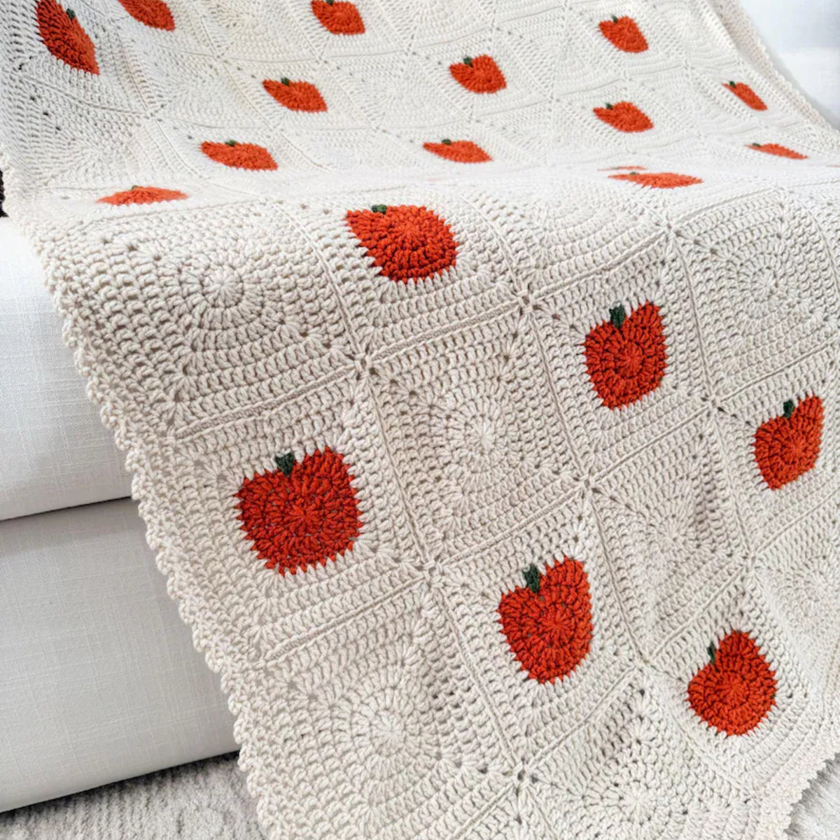Pumpkin Granny Square Blanket Crochet Pattern PDF – Fall Blanket
