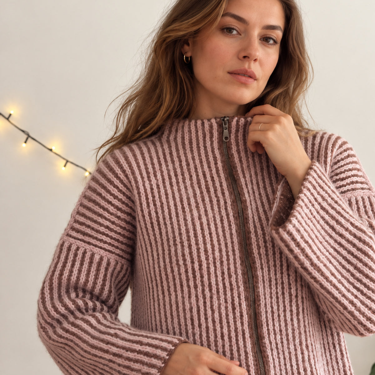 Ribera Zip Up Crochet Sweater Pattern PDF – Ribbed Mock Neck