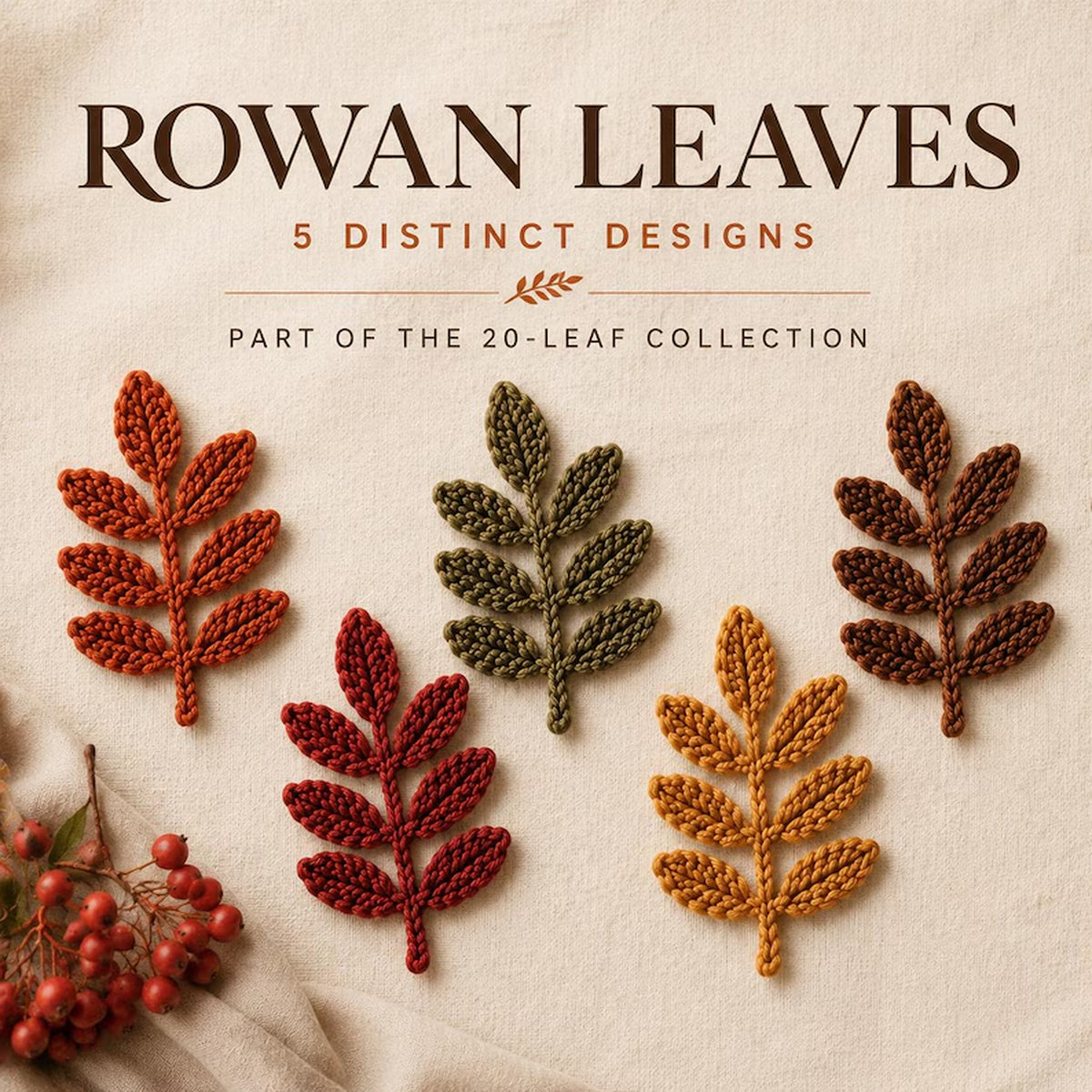 20 Autumn Leaf Crochet Patterns PDF – Maple, Oak, Rowan & Teardrop Leaves