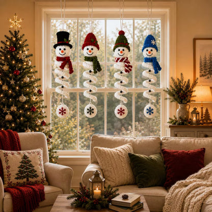 4-in-1 Spiral Snowman Crochet Pattern PDF – Christmas Ornaments