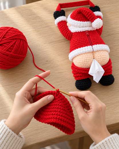 Funny Santa Tissue Holder Crochet Pattern PDF – Christmas Car Decor