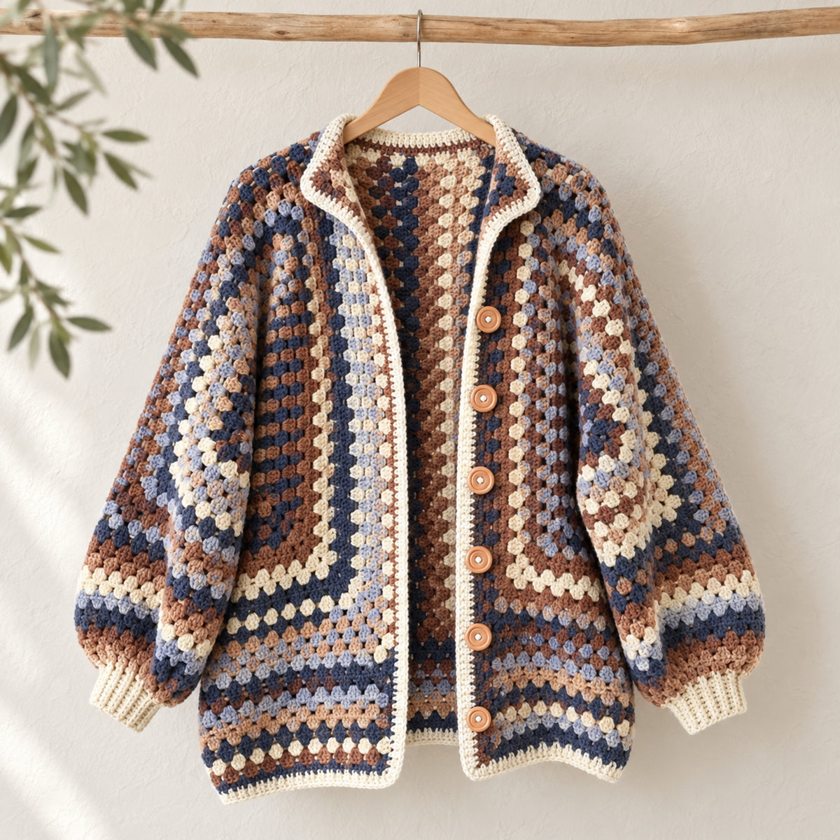 Granny Square Crochet Cardigan Pattern PDF – Oversized Boho Sweater
