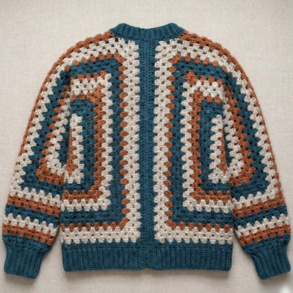 Granny Hexagon Cardigan Crochet Pattern PDF – Adult Sizes XS–5XL