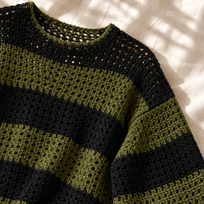 Oversized Crochet Sweater Pattern PDF – Easy Striped Mesh Pullover