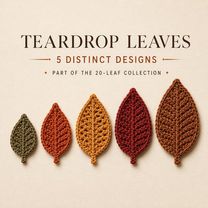 20 Autumn Leaf Crochet Patterns PDF – Maple, Oak, Rowan & Teardrop Leaves