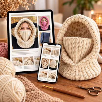 Crochet Balaclava Hooded Cowl Pattern PDF – Adult & Child Sizes