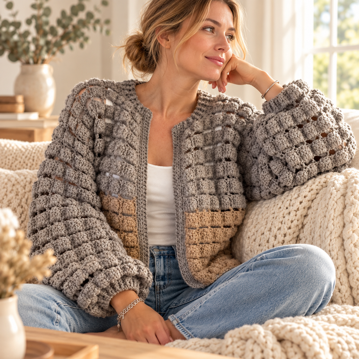 BRIK Granny Square Cardigan Crochet Pattern PDF – Women's Jacket S–XL