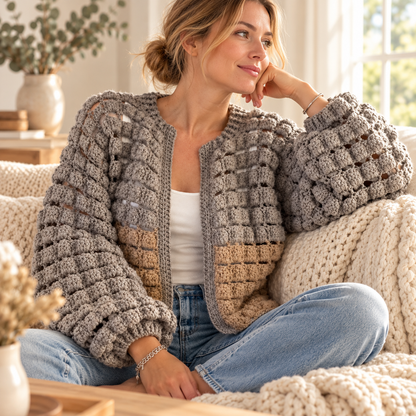 BRIK Granny Square Cardigan Crochet Pattern PDF – Women's Jacket S–XL