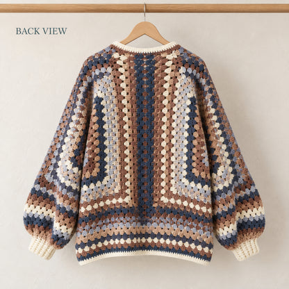 Granny Square Crochet Cardigan Pattern PDF – Oversized Boho Sweater