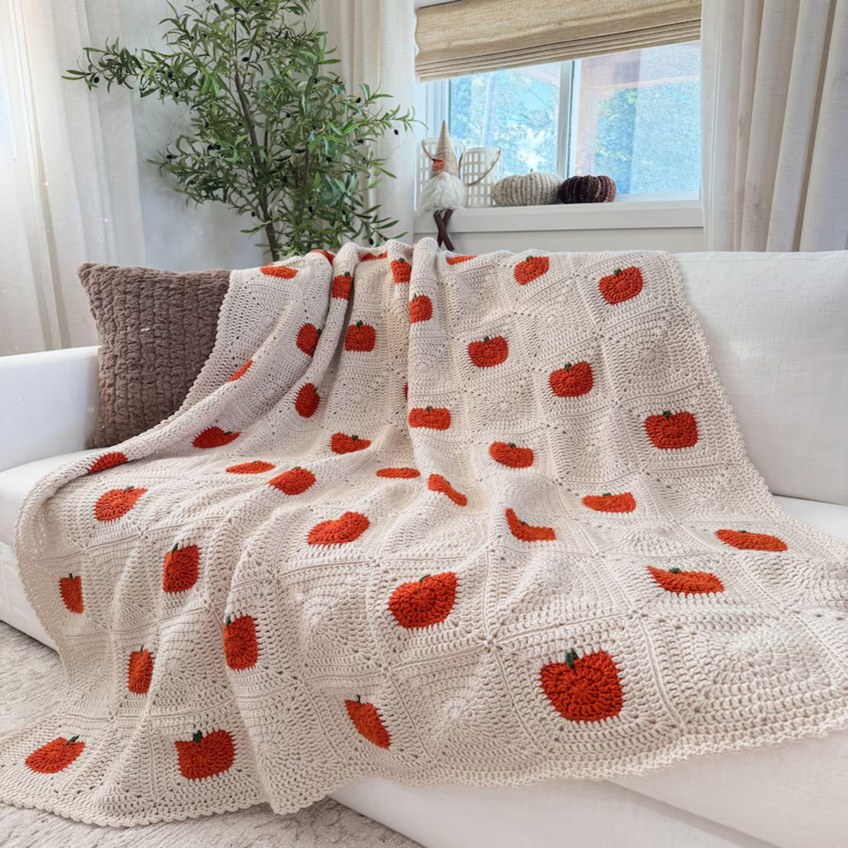 Pumpkin Granny Square Blanket Crochet Pattern PDF – Fall Blanket