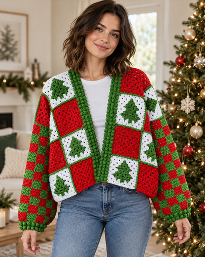 Christmas Crochet Cardigan Pattern PDF – Beginner Holiday Sweater