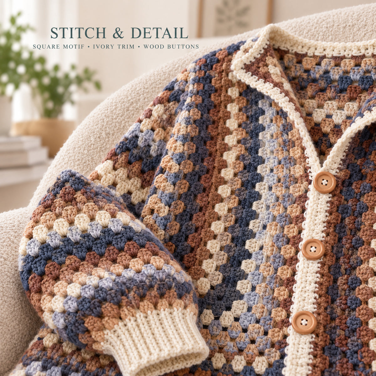 Granny Square Crochet Cardigan Pattern PDF – Oversized Boho Sweater