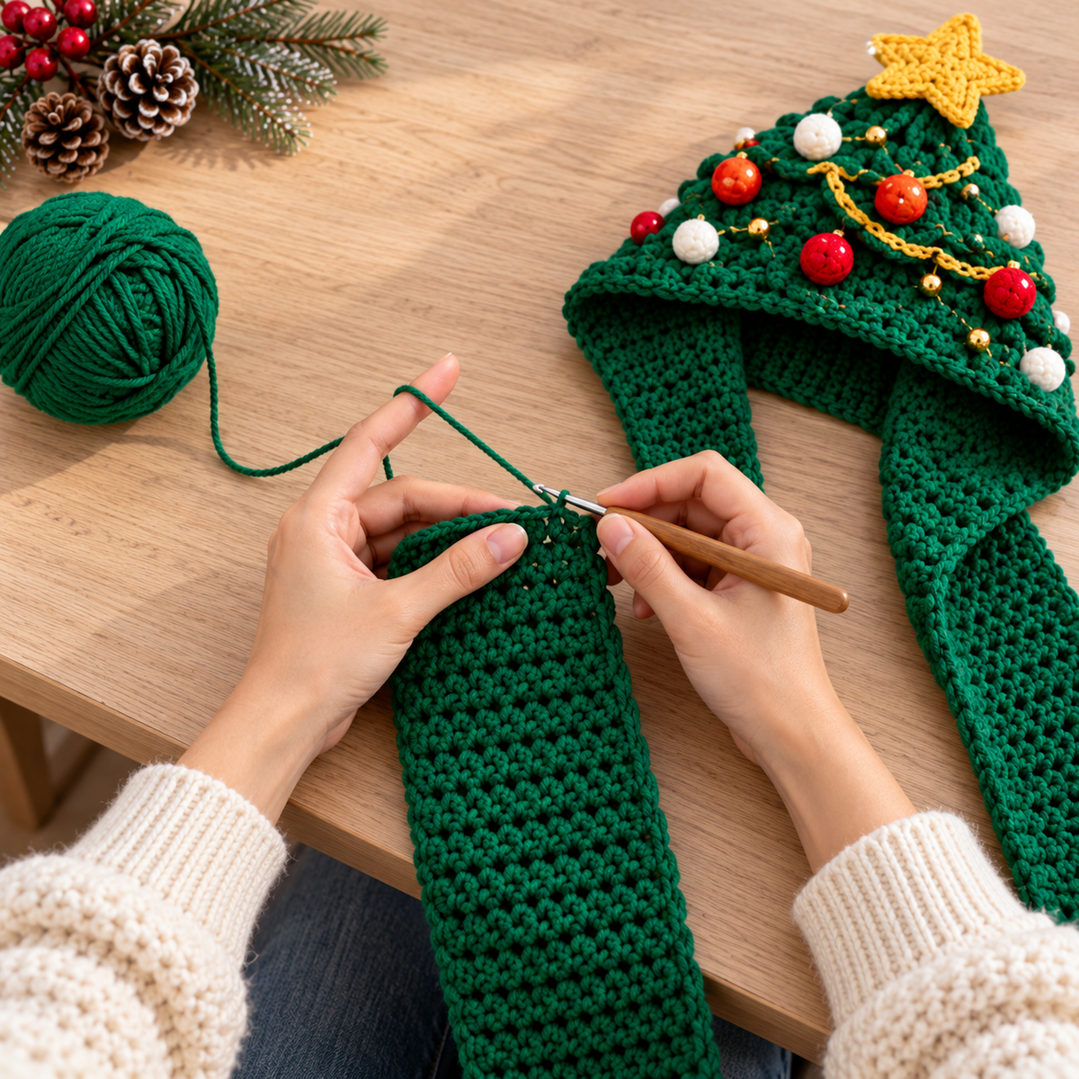 Christmas Hooded Scarf Crochet Pattern Bundle PDF – 4 Holiday Characters