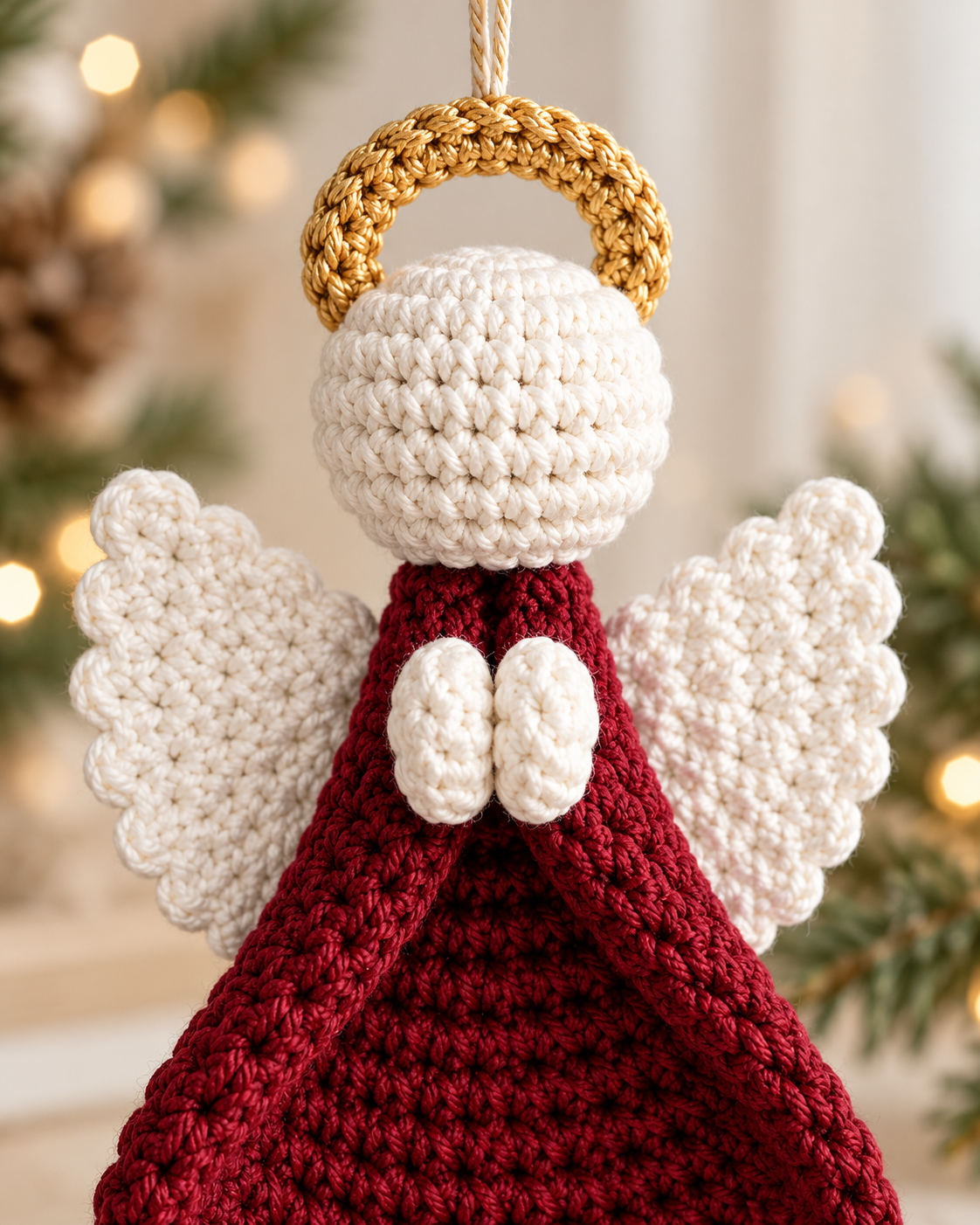 Crochet Christmas Angel Ornament Pattern PDF – Golden Halo Angel