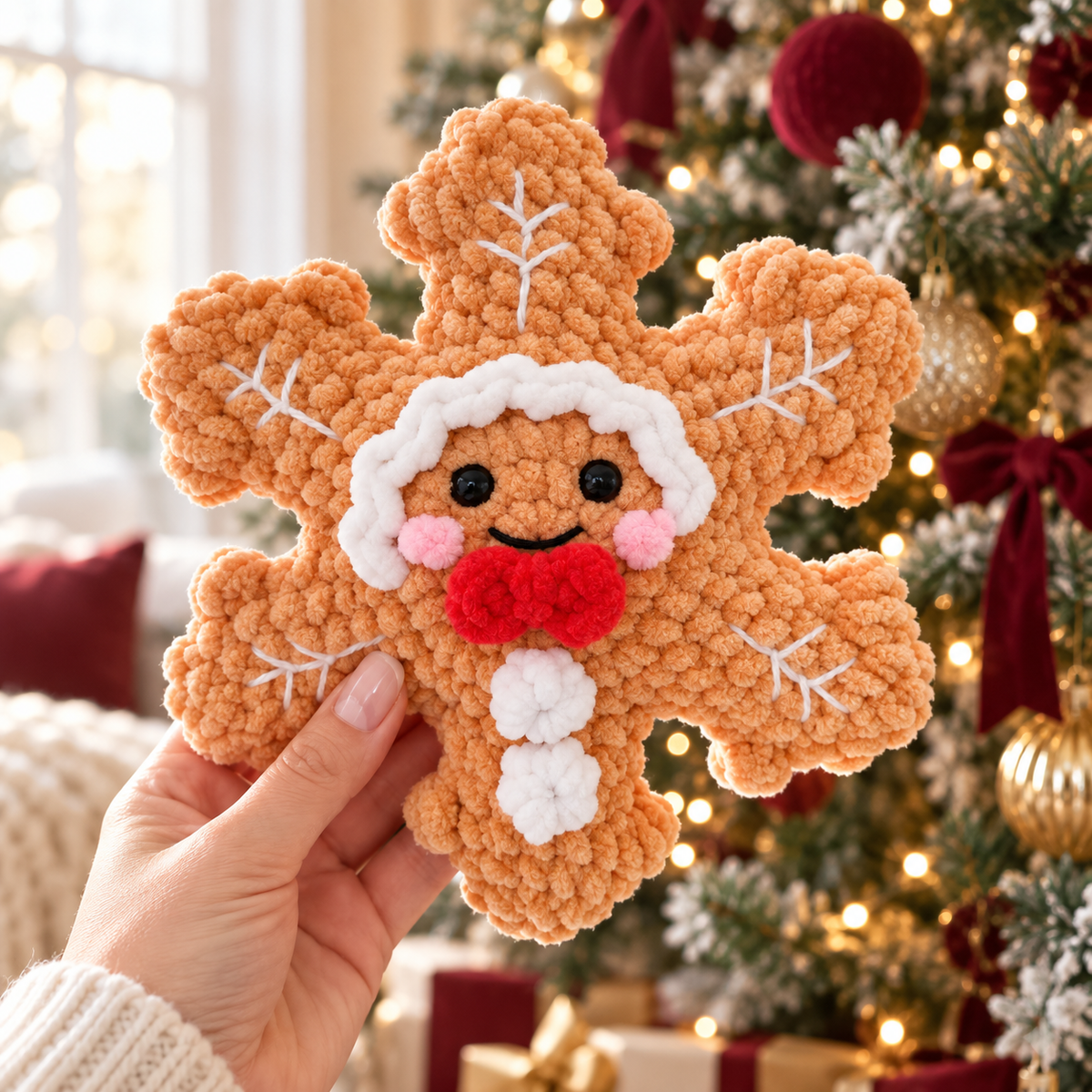 No Sew Crochet Snowflake Pattern PDF, Christmas Amigurumi Santa Reindeer Snowman Gingerbread