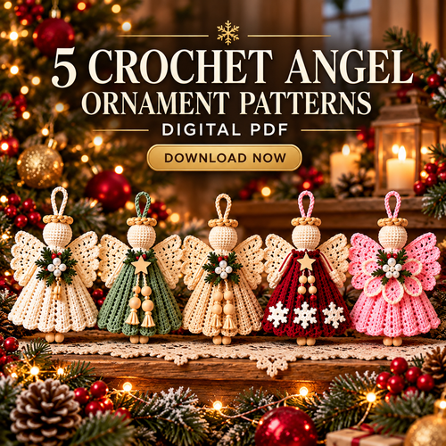 5 Crochet Angel Ornament Patterns Bundle, Christmas Angel Amigurumi PDF, Tree Decorations