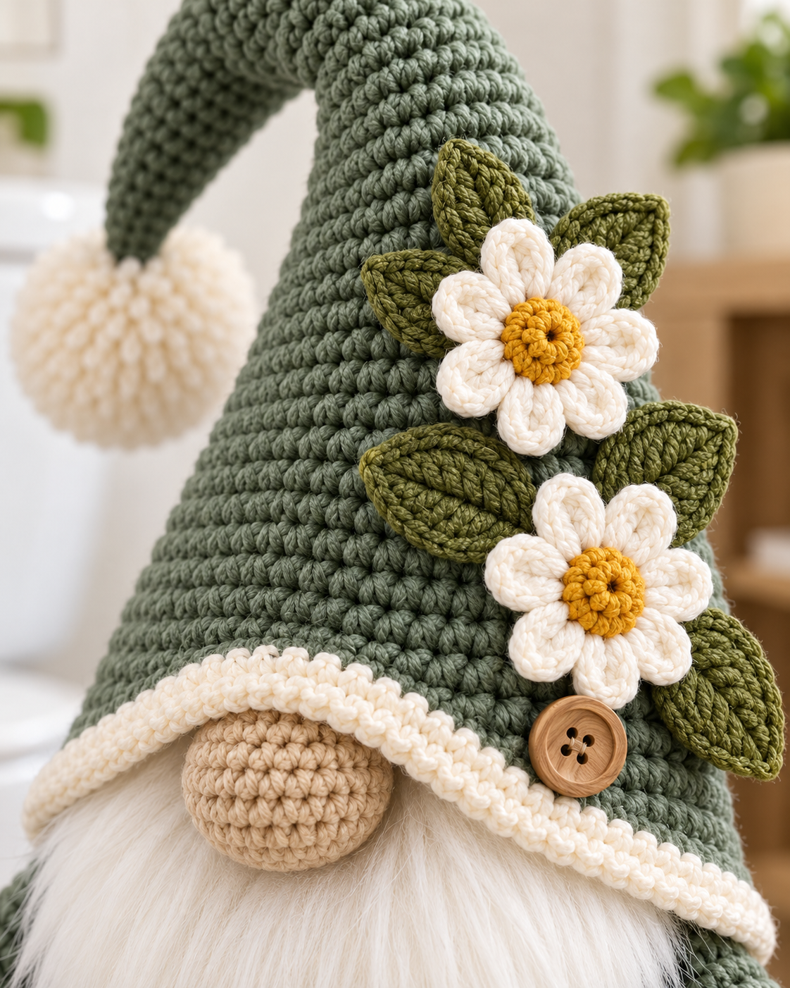 Gnome Toilet Paper Holder Crochet Pattern PDF – Bathroom Storage Basket