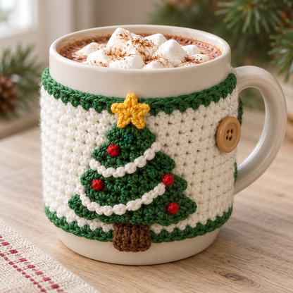 10 Christmas Mug Cozy Crochet Patterns PDF – Beginner Holiday Bundle