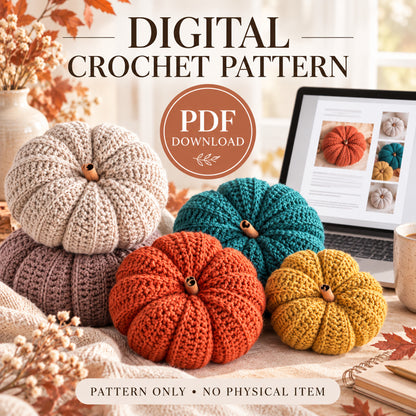 Crochet Pumpkin Pattern PDF – 6 Sizes for Easy Fall Decor