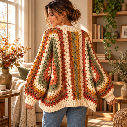 Granny Hexagon Cardigan Crochet Pattern PDF – Oversized Hexi Sweater