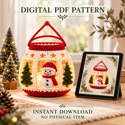 Christmas Snowman Lantern Crochet Pattern PDF – Light Up Holiday Decor