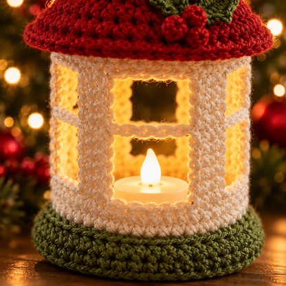 Mini Christmas Lantern Crochet Pattern PDF – LED Tealight Holder