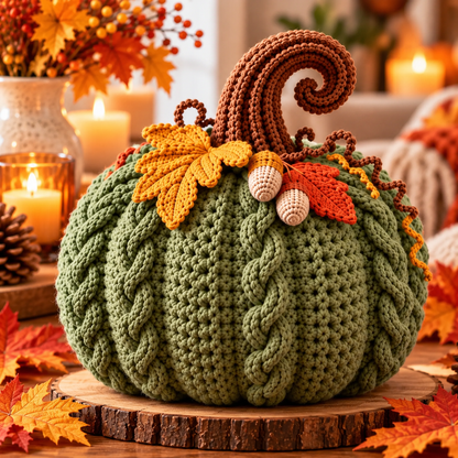 Crochet Pumpkin Trio Pattern PDF – 3 Textured Fall Pumpkins with Bobbles & Cables